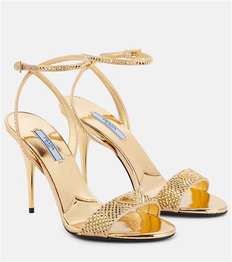 gold prada shoes|Prada flat heel shoes.